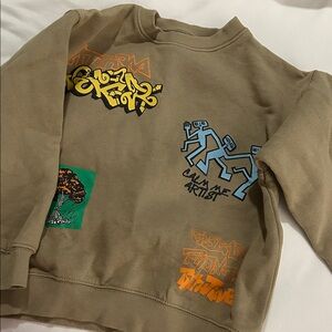 Zara Kids Brown Sweatshirt with Graphic Prints